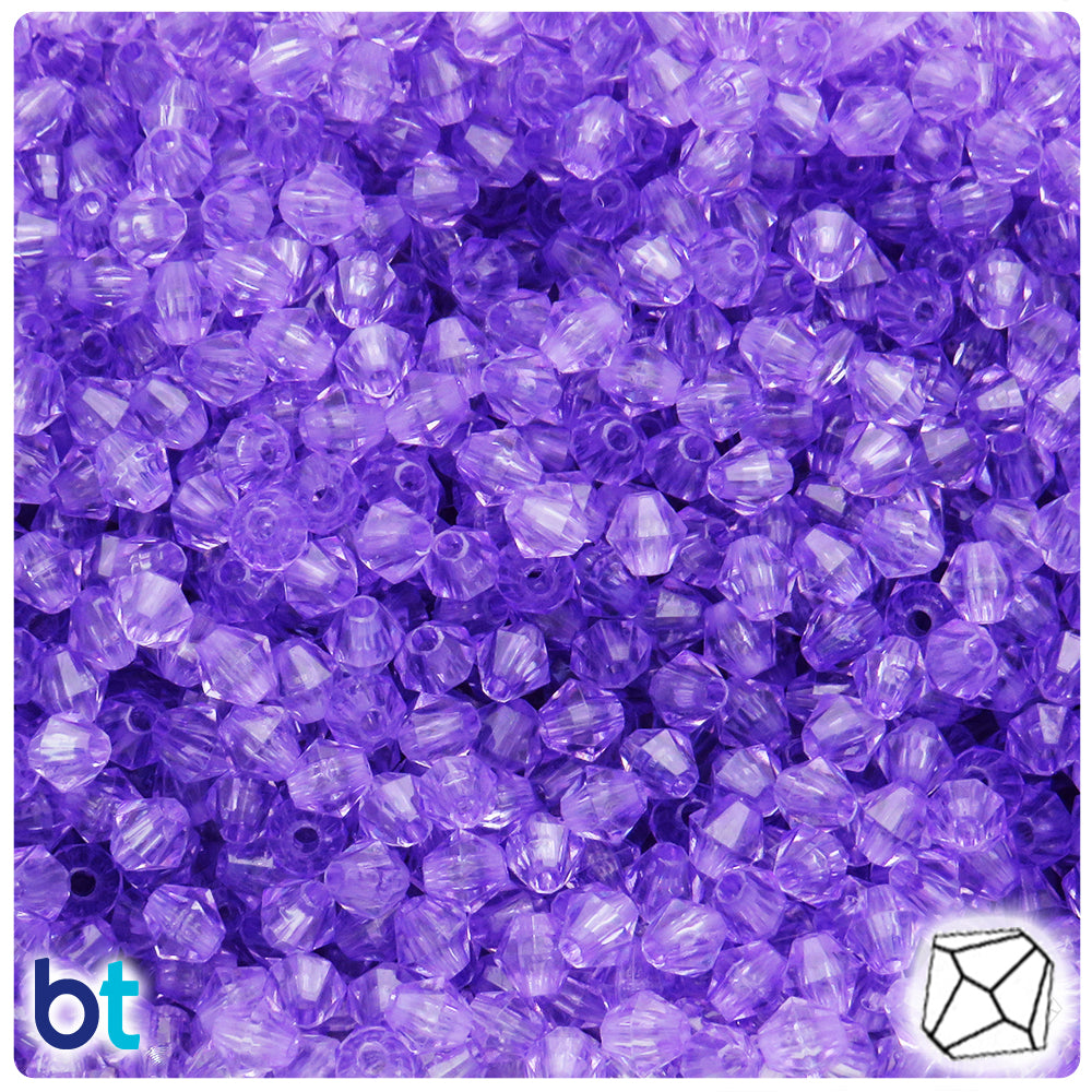 Purple Transparent 6mm Faceted Bicone Plastic Beads (500pcs)