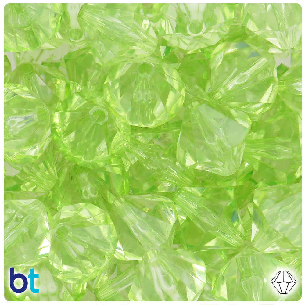 Light Green Transparent 20mm Faceted Bicone Plastic Beads (15pcs)