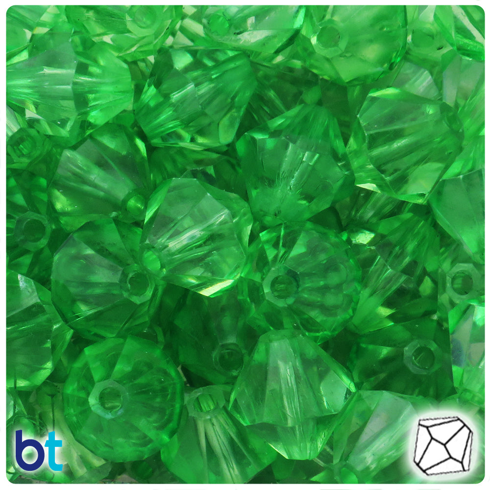 Green Transparent 20mm Faceted Bicone Plastic Beads (15pcs)