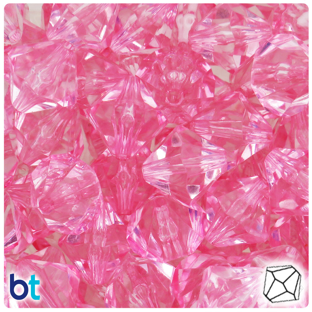 Light Pink Transparent 20mm Faceted Bicone Plastic Beads (15pcs)