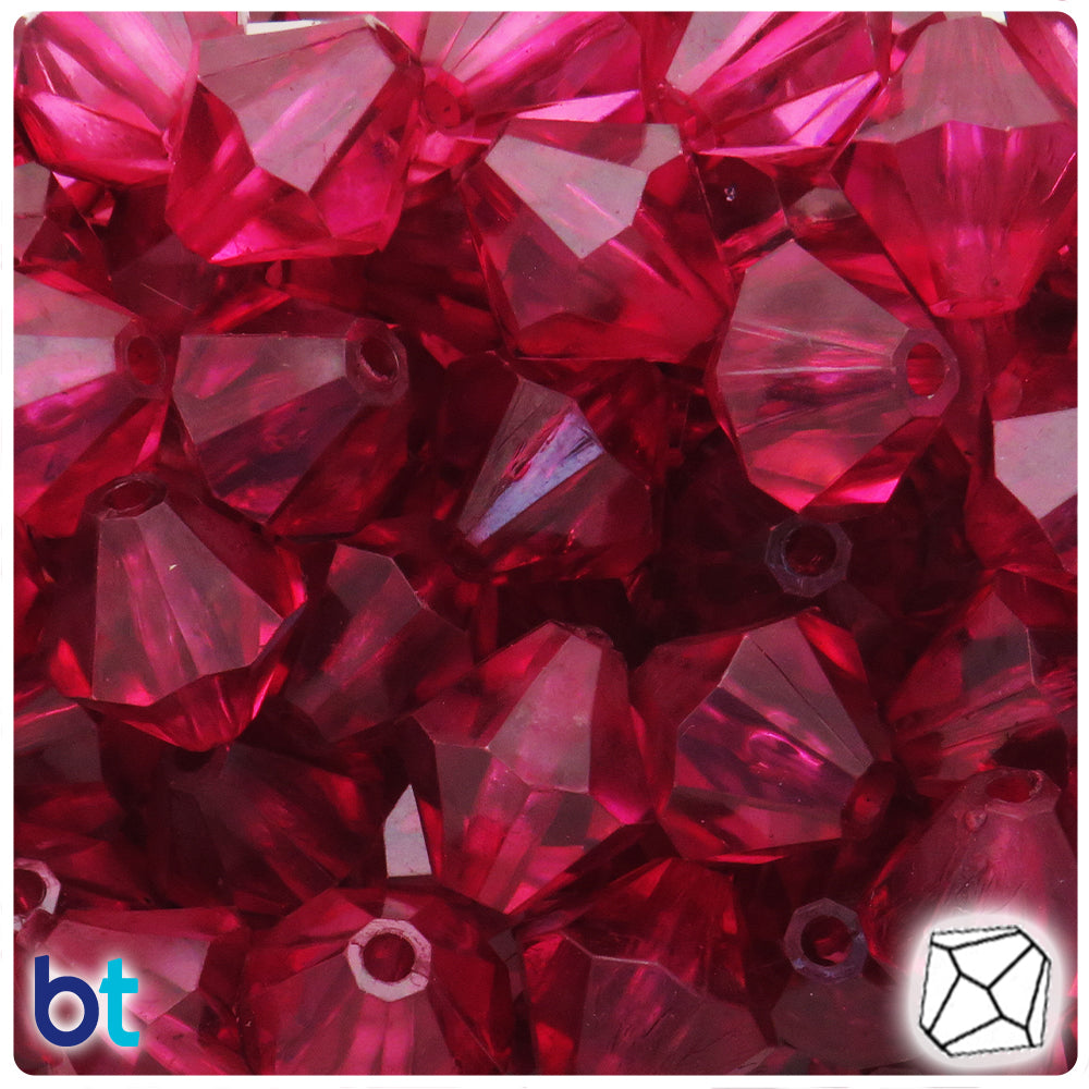 Mauve Transparent 20mm Faceted Bicone Plastic Beads (15pcs)