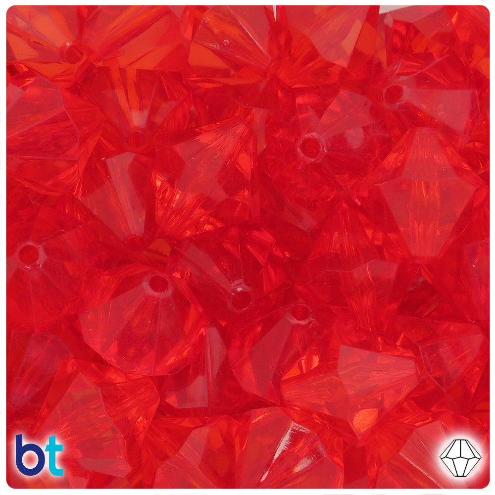 Red Transparent 20mm Faceted Bicone Plastic Beads (15pcs)