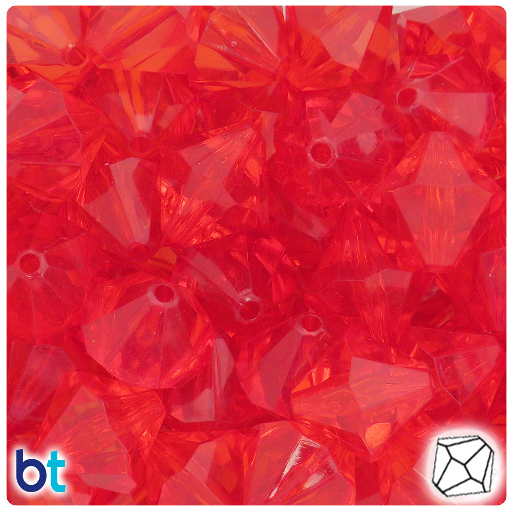 Red Transparent 20mm Faceted Bicone Plastic Beads (15pcs)