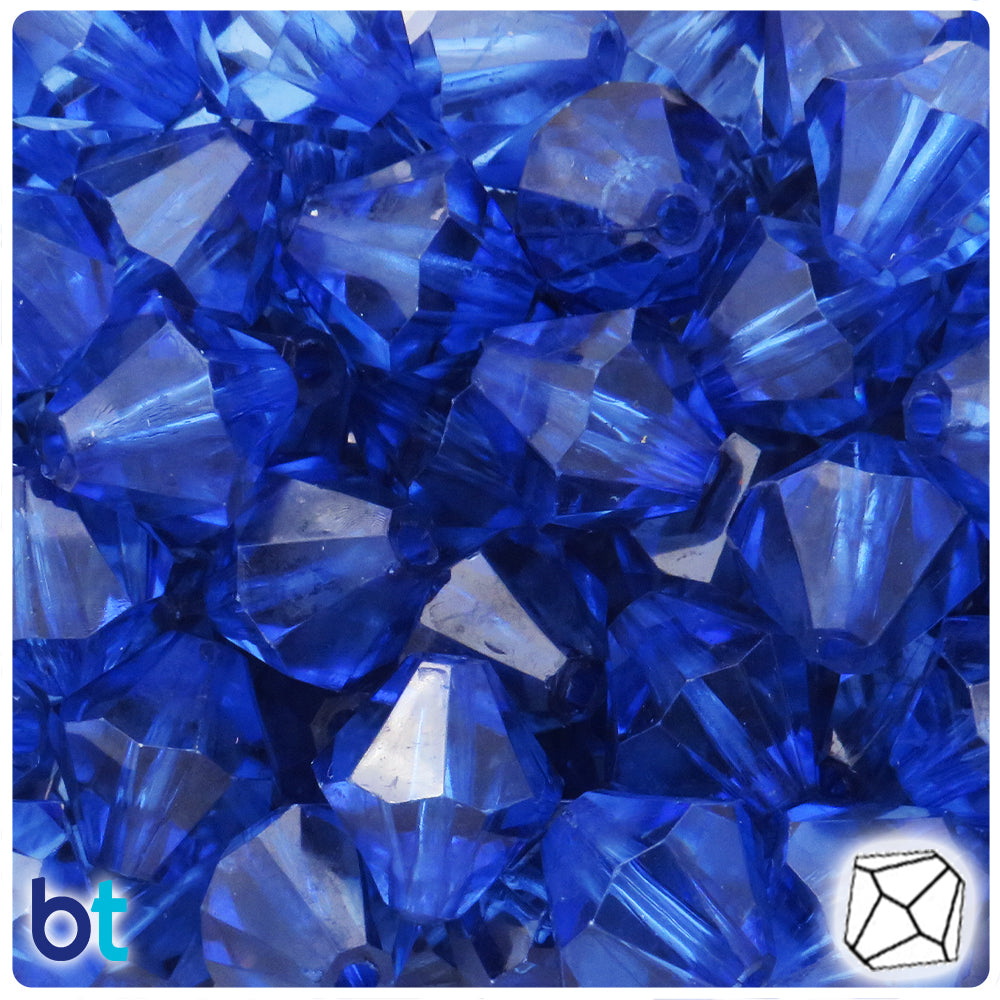 Dark Blue Transparent 20mm Faceted Bicone Plastic Beads (15pcs)