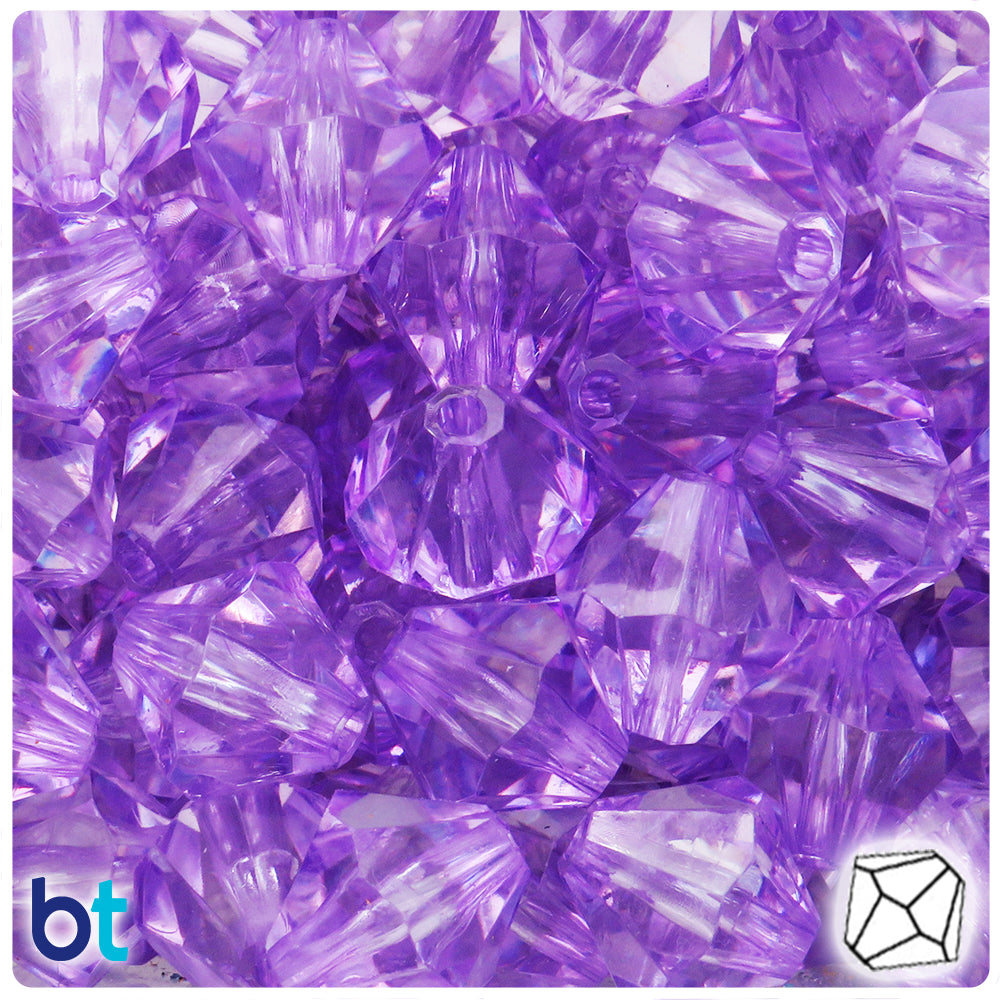 Light Purple Transparent 20mm Faceted Bicone Plastic Beads (15pcs)