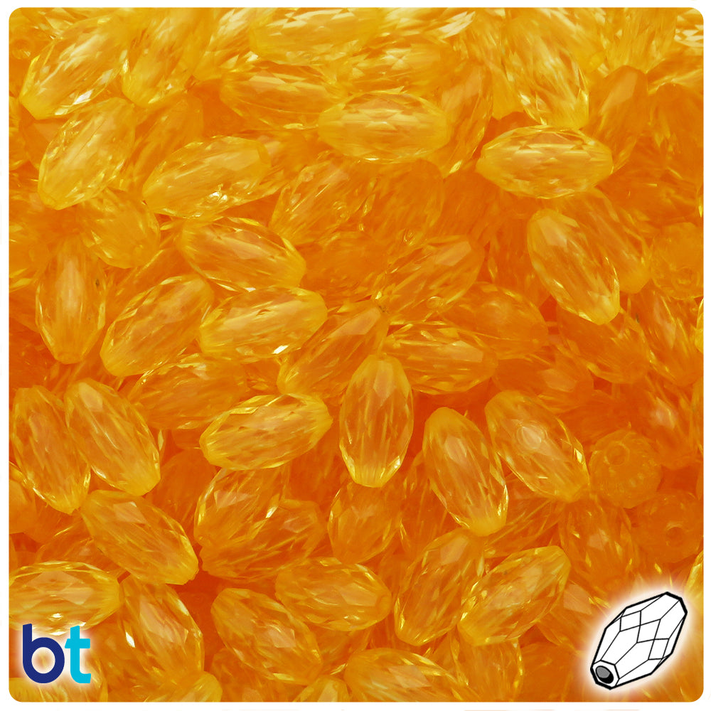 Yellow Transparent 13mm Faceted Oval Plastic Beads (200pcs)