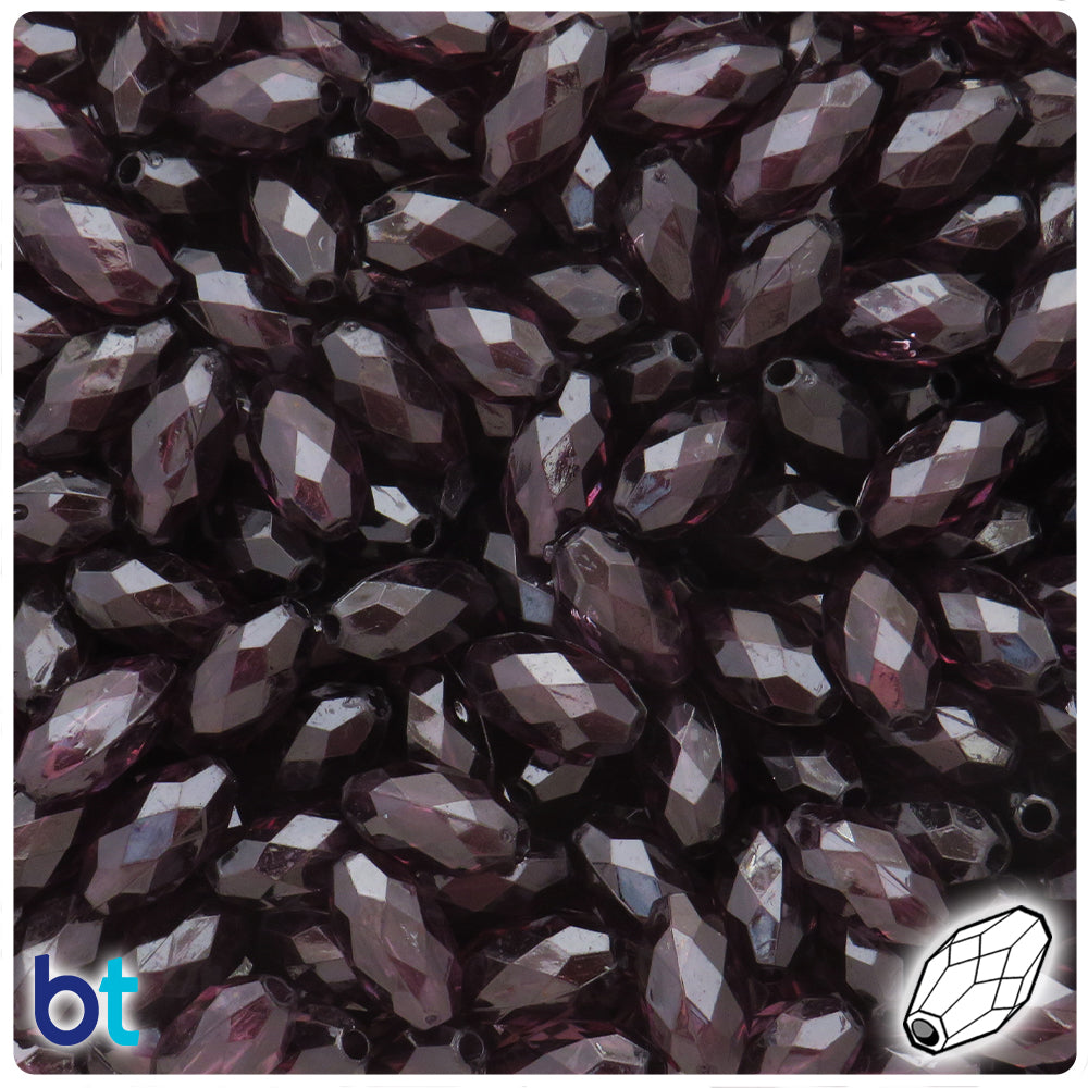 Black Transparent 13mm Faceted Oval Plastic Beads (200pcs)