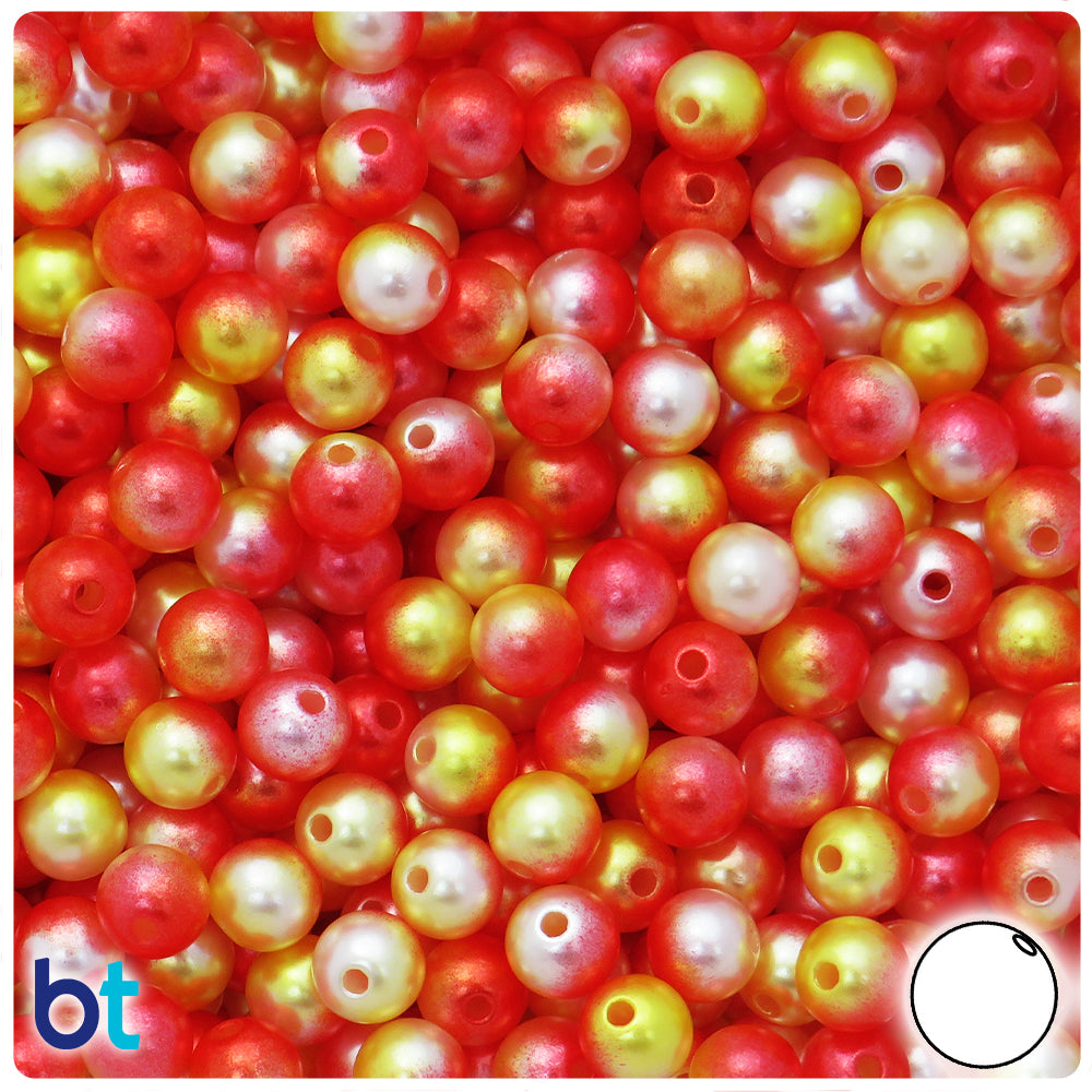 Orange & Yellow Gradient Pearl 8mm Round Plastic Beads (150pcs)