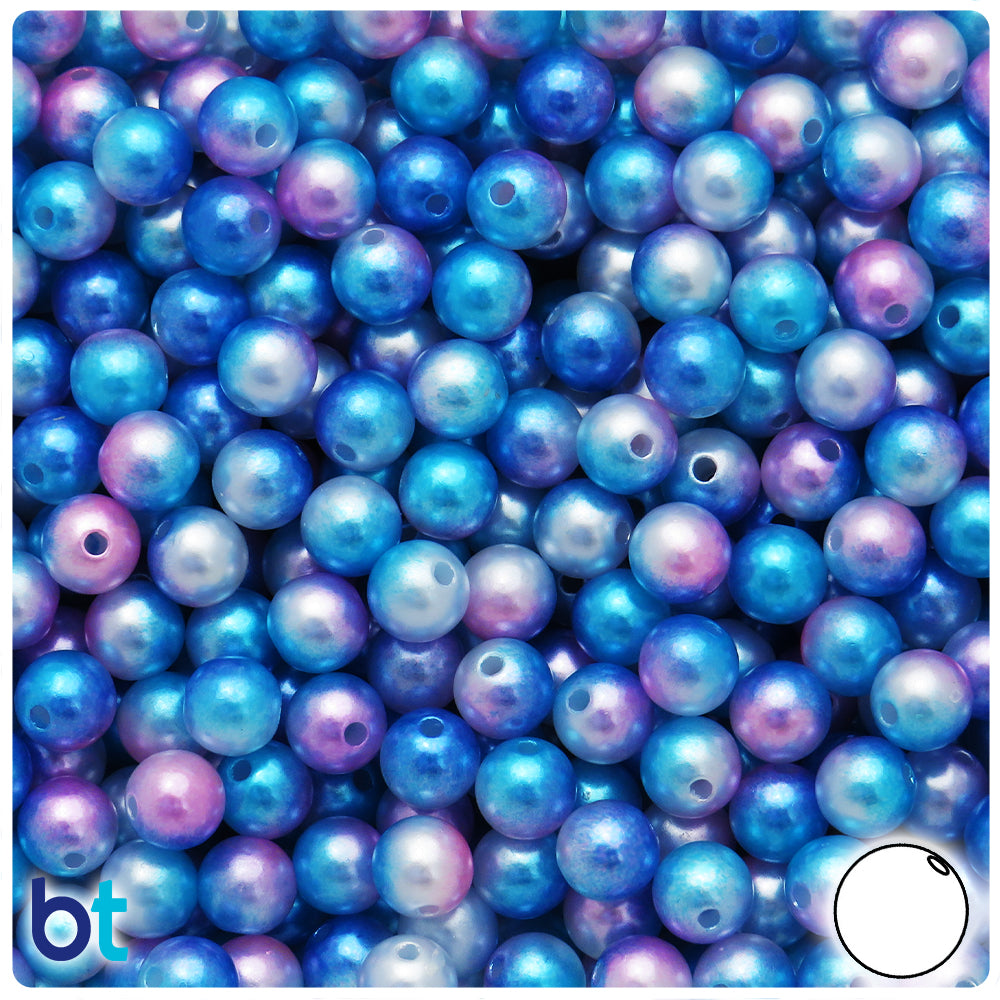 Blue & Pink Gradient Pearl 8mm Round Plastic Beads (150pcs)