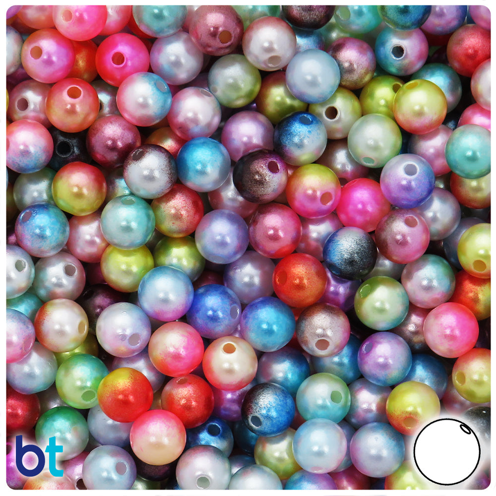 Mixed Colors Gradient Pearl 8mm Round Plastic Beads (150pcs)