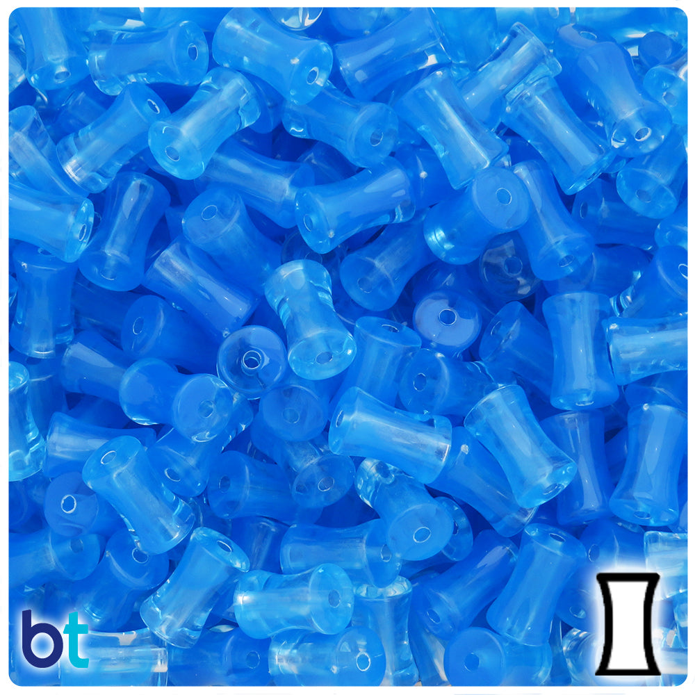 Light Blue Transparent 12mm Bamboo Joint Plastic Beads (100pcs)