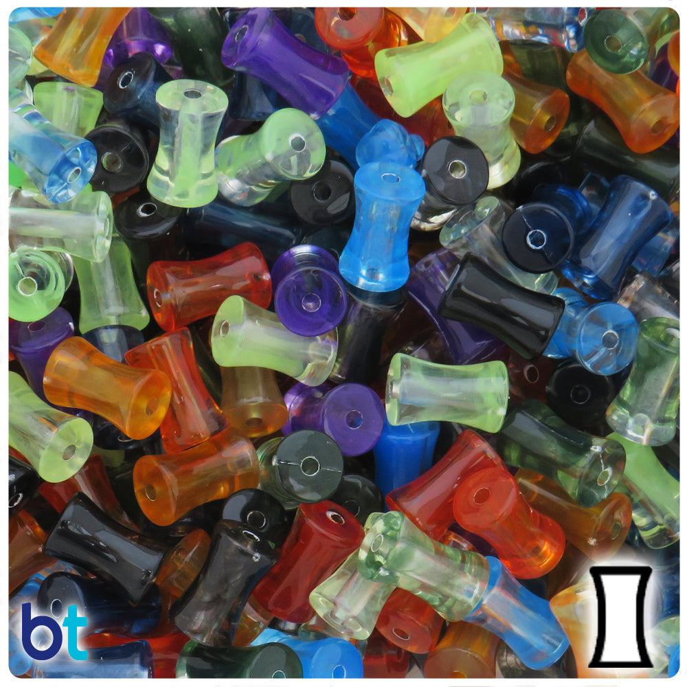Mixed Transparent 12mm Bamboo Joint Plastic Beads (100pcs)