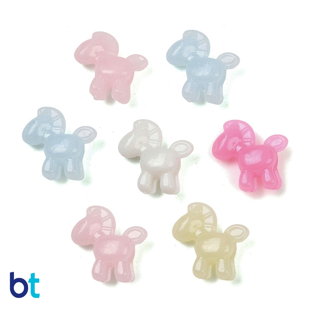 Mixed Translucent 17mm Toy Horse Plastic Beads (100pcs)