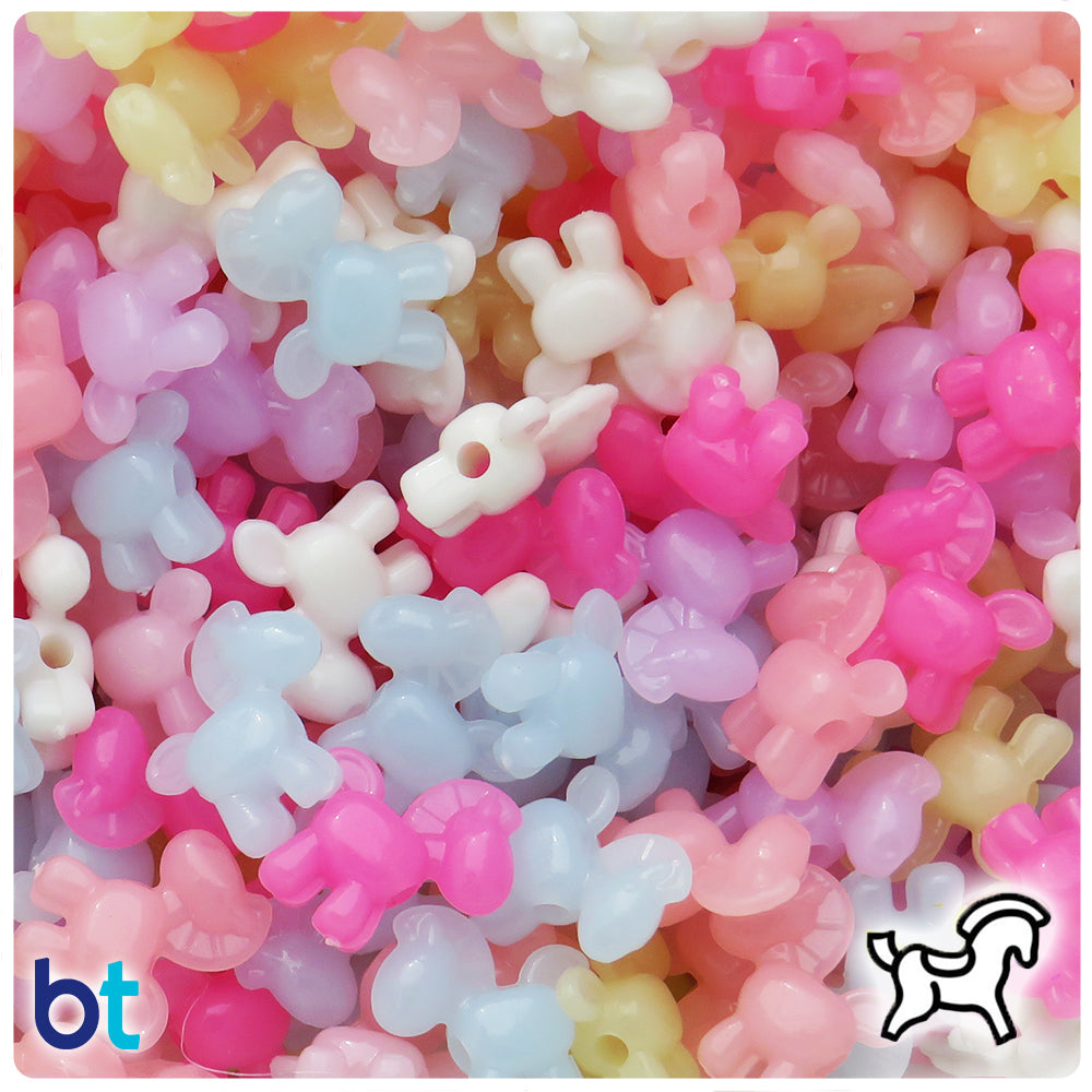 Mixed Translucent 17mm Toy Horse Plastic Beads (100pcs)