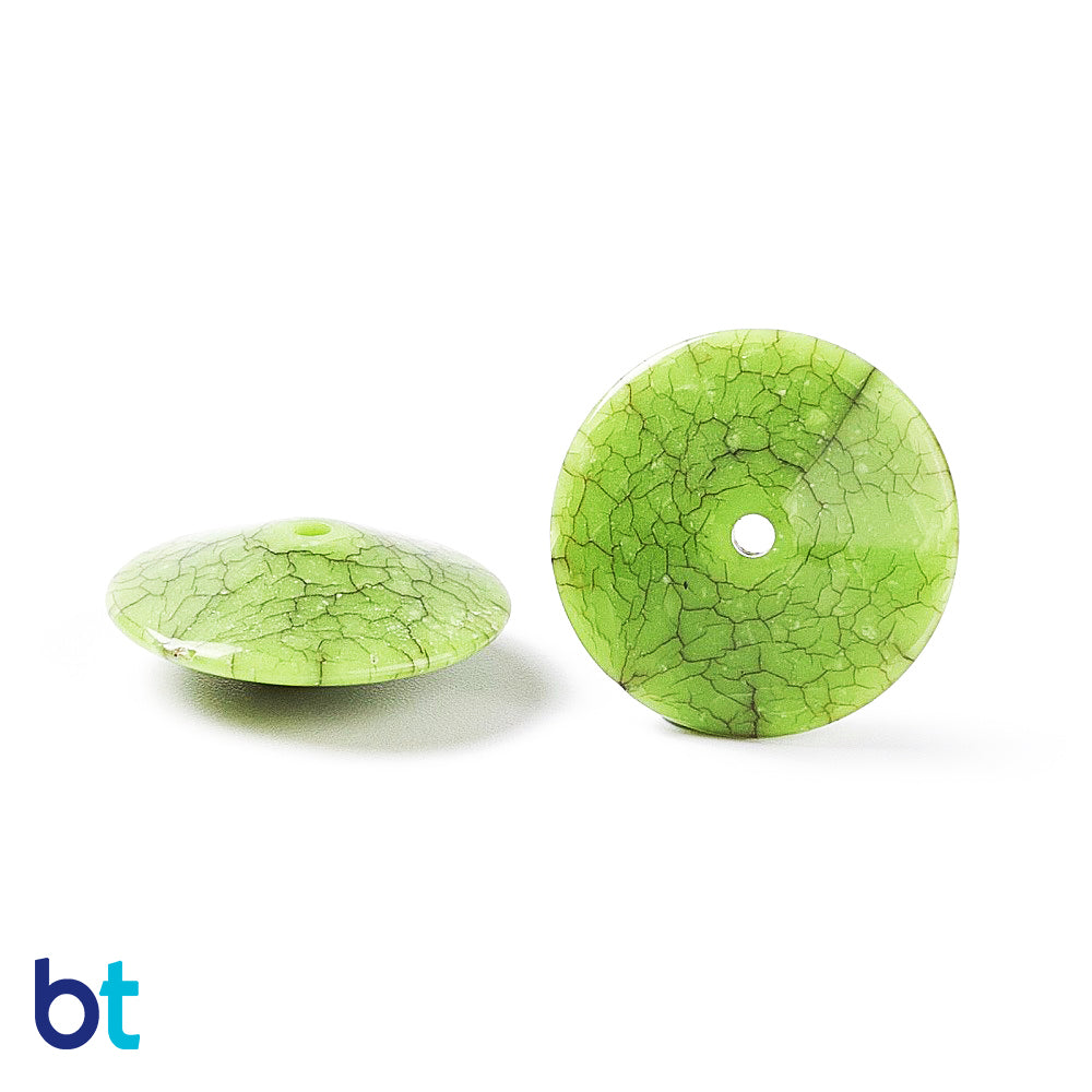 Mixed Opaque 20mm Saucer Plastic Beads - Crackle Effect (35pcs)