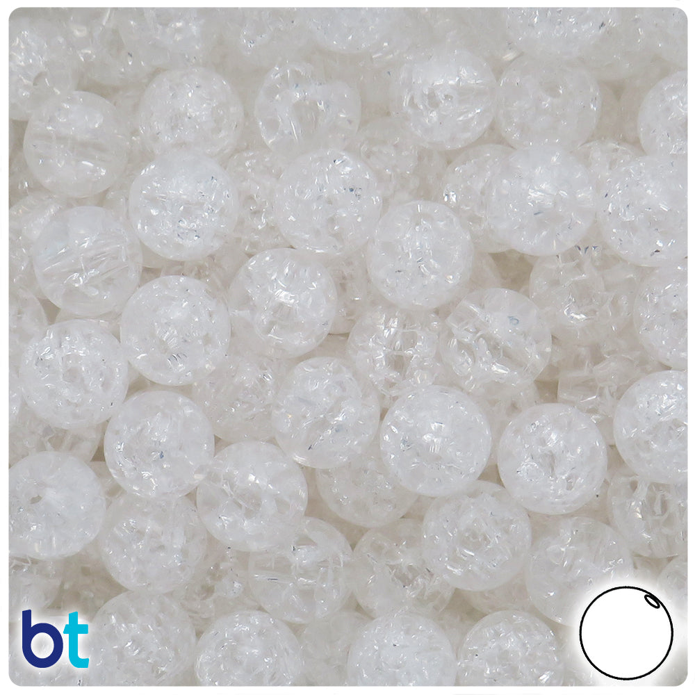 Clear Transparent 12mm Round Plastic Beads - Crackle Effect (60pcs)