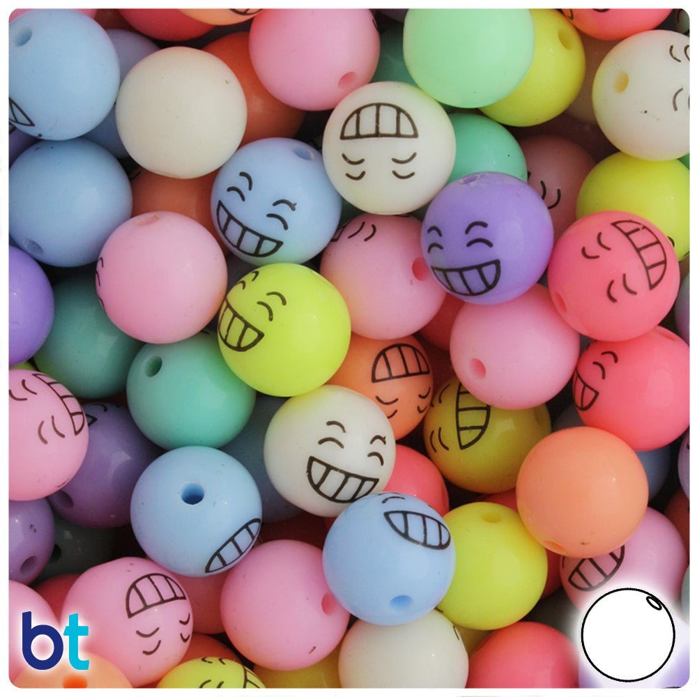 Mixed Opaque 12mm Round Alpha Beads - Black Faces (48pcs)
