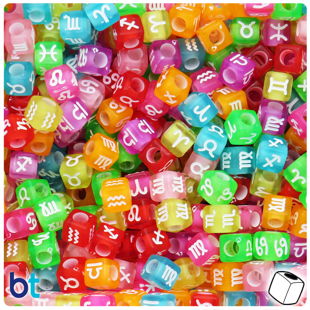Mixed Transparent 7mm Cube Alpha Beads - White Constellations (150pcs)