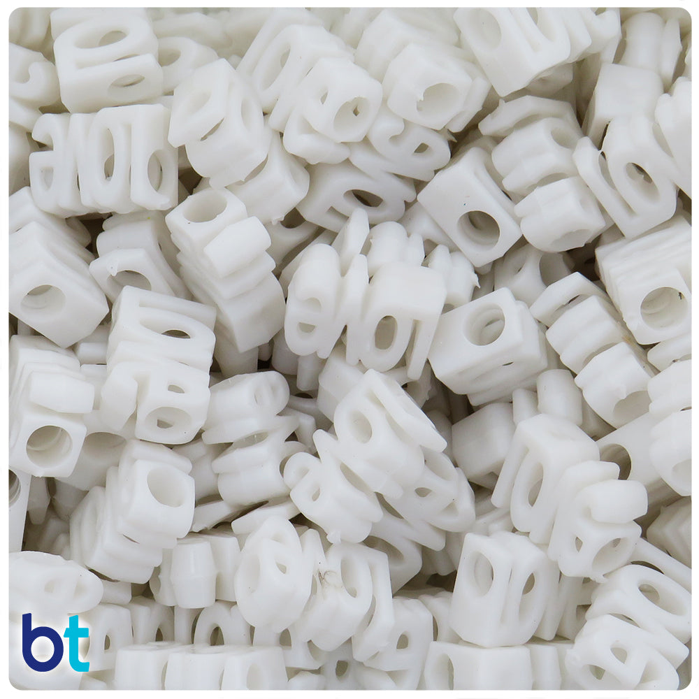 White Opaque 16mm Love Alpha Beads (40pcs)