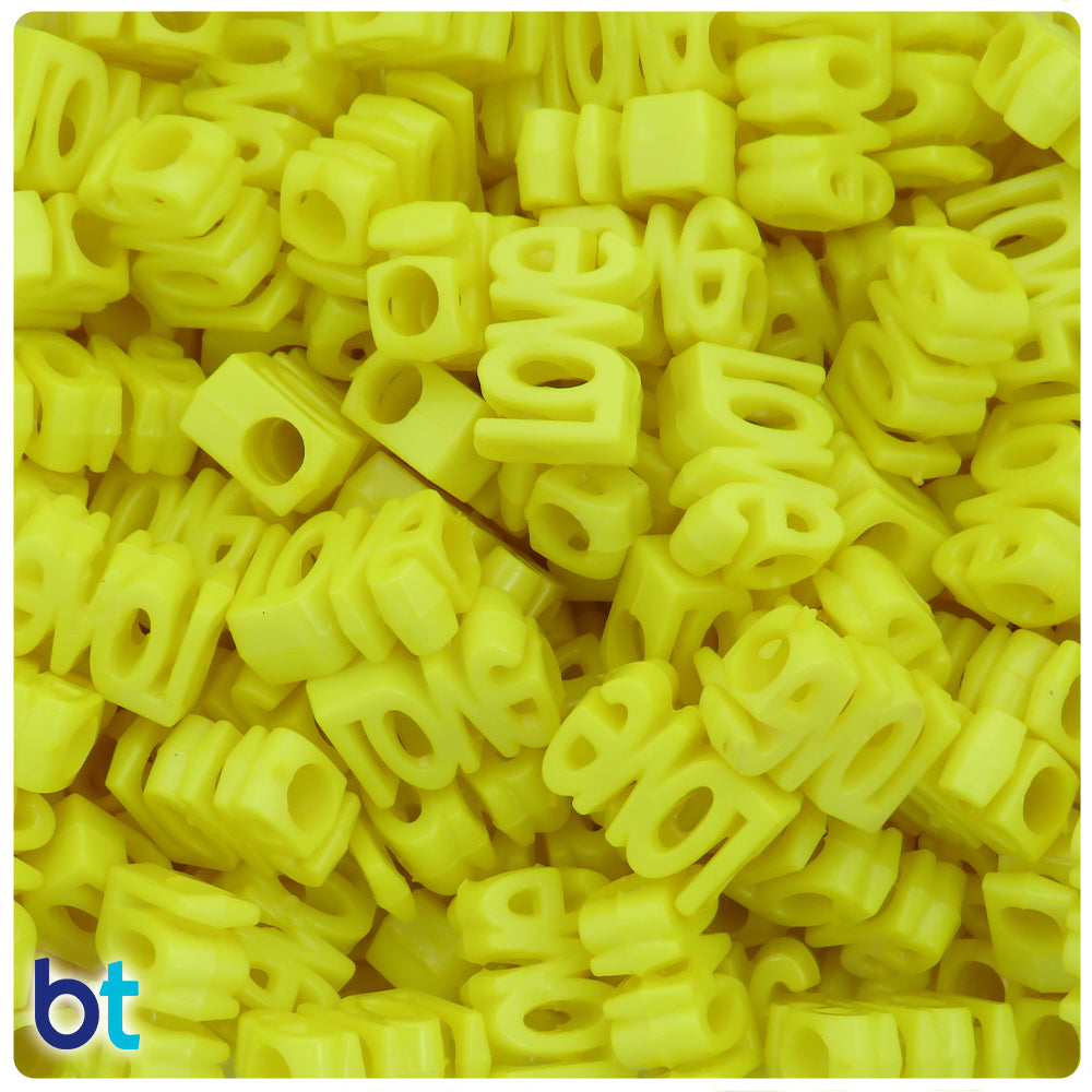 Yellow Opaque 16mm Love Alpha Beads (40pcs)