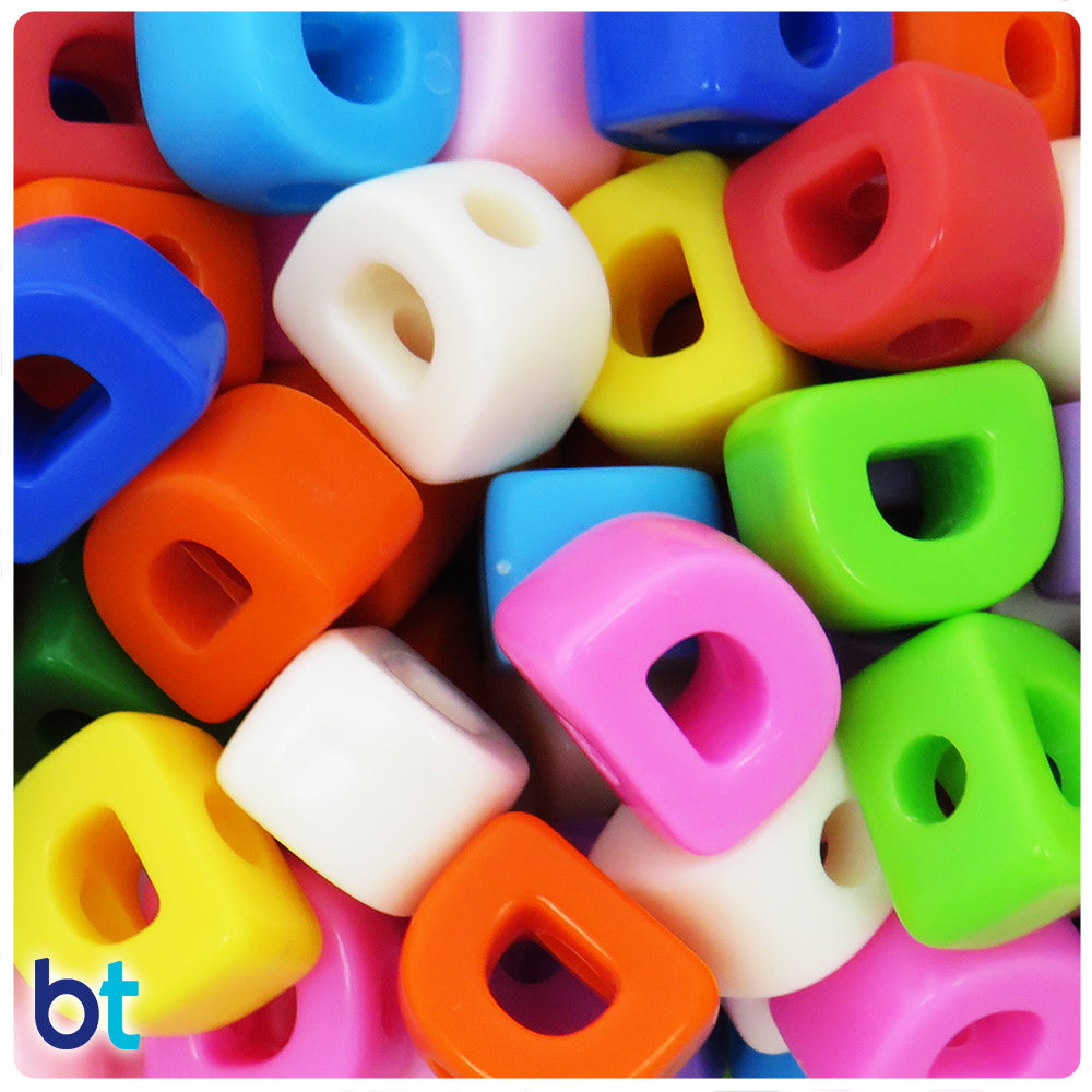 Mixed Opaque Jumbo Alpha Beads - Letter D (10pcs)