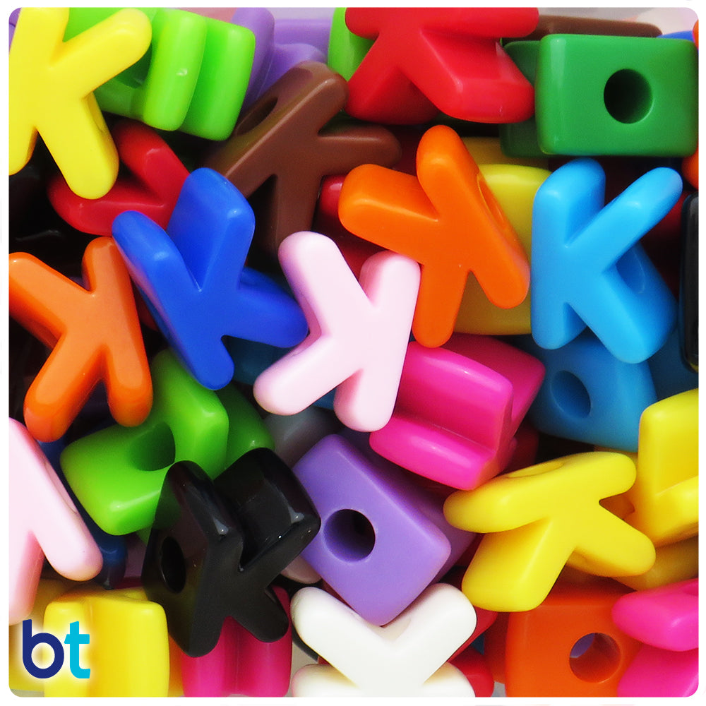 Mixed Opaque Jumbo Alpha Beads - Letter K (10pcs)