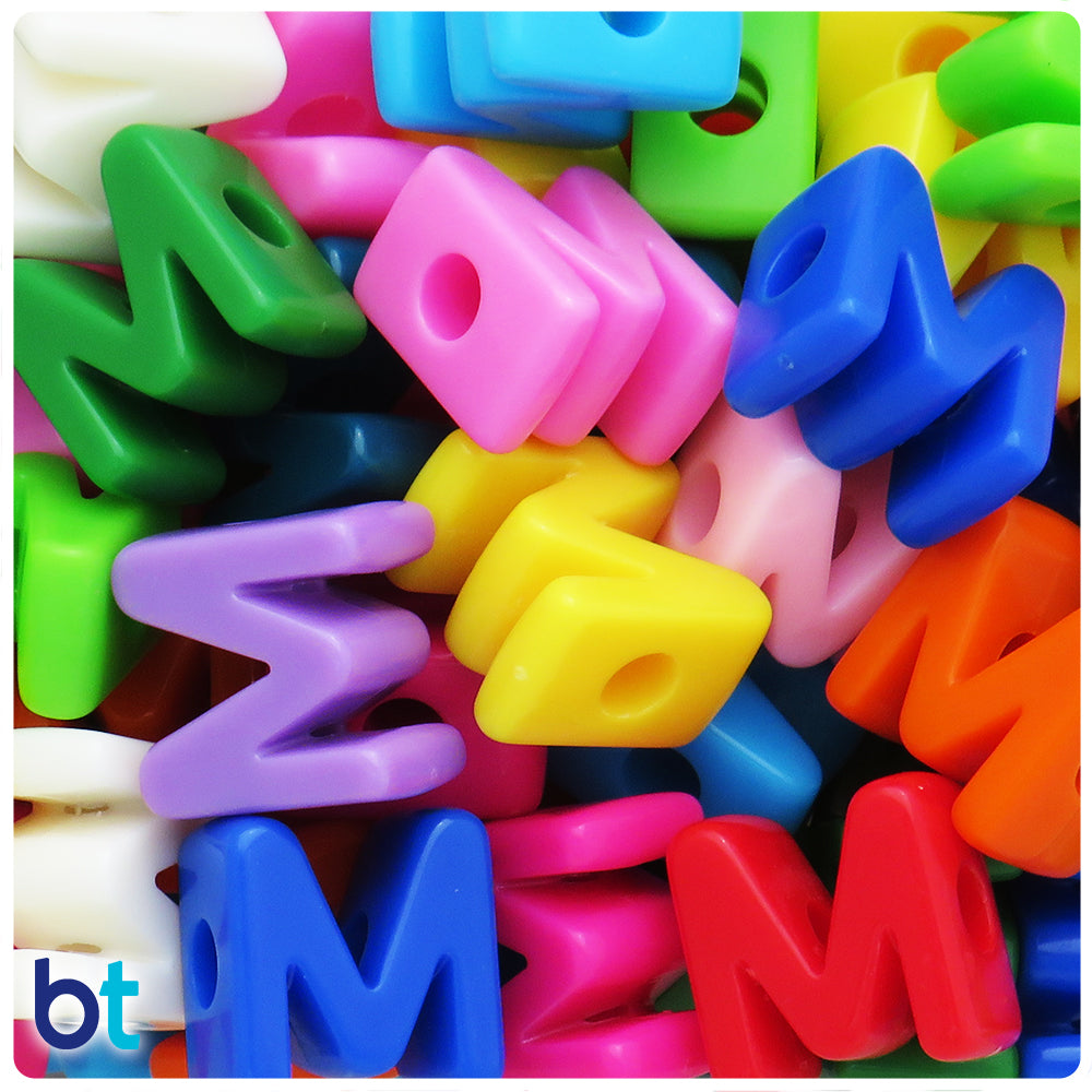 Mixed Opaque Jumbo Alpha Beads - Letter M (10pcs)