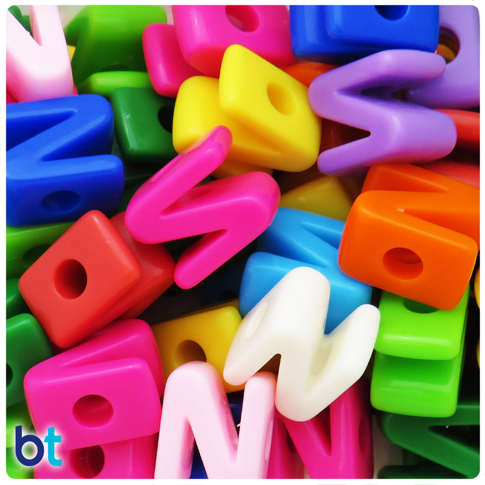 Mixed Opaque Jumbo Alpha Beads - Letter N (10pcs)