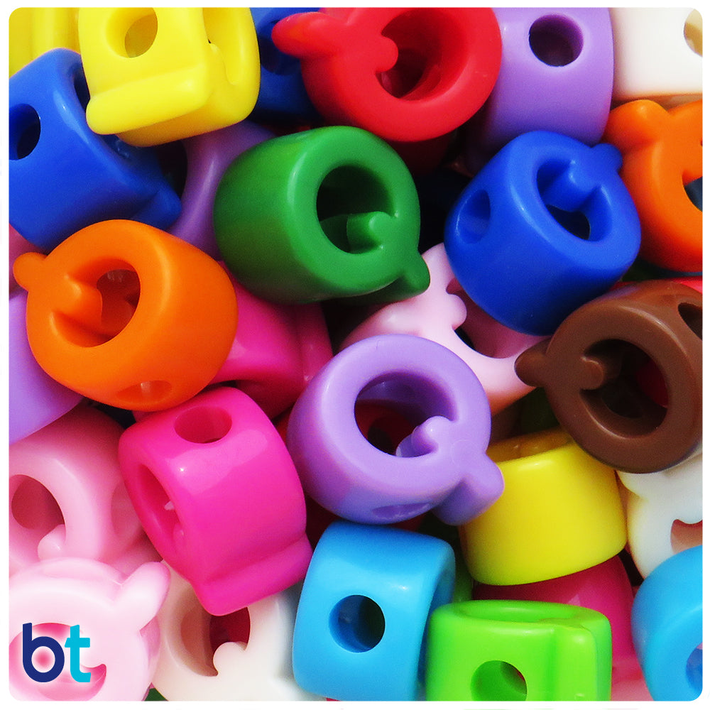 Mixed Opaque Jumbo Alpha Beads - Letter Q (10pcs)