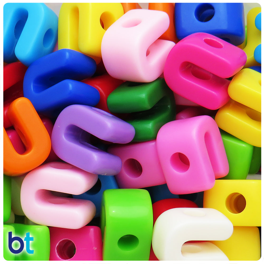 Mixed Opaque Jumbo Alpha Beads - Letter U (10pcs)