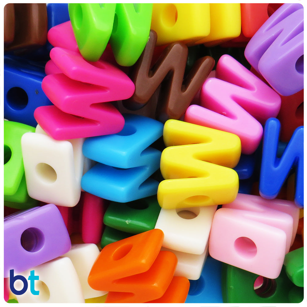 Mixed Opaque Jumbo Alpha Beads - Letter W (10pcs)