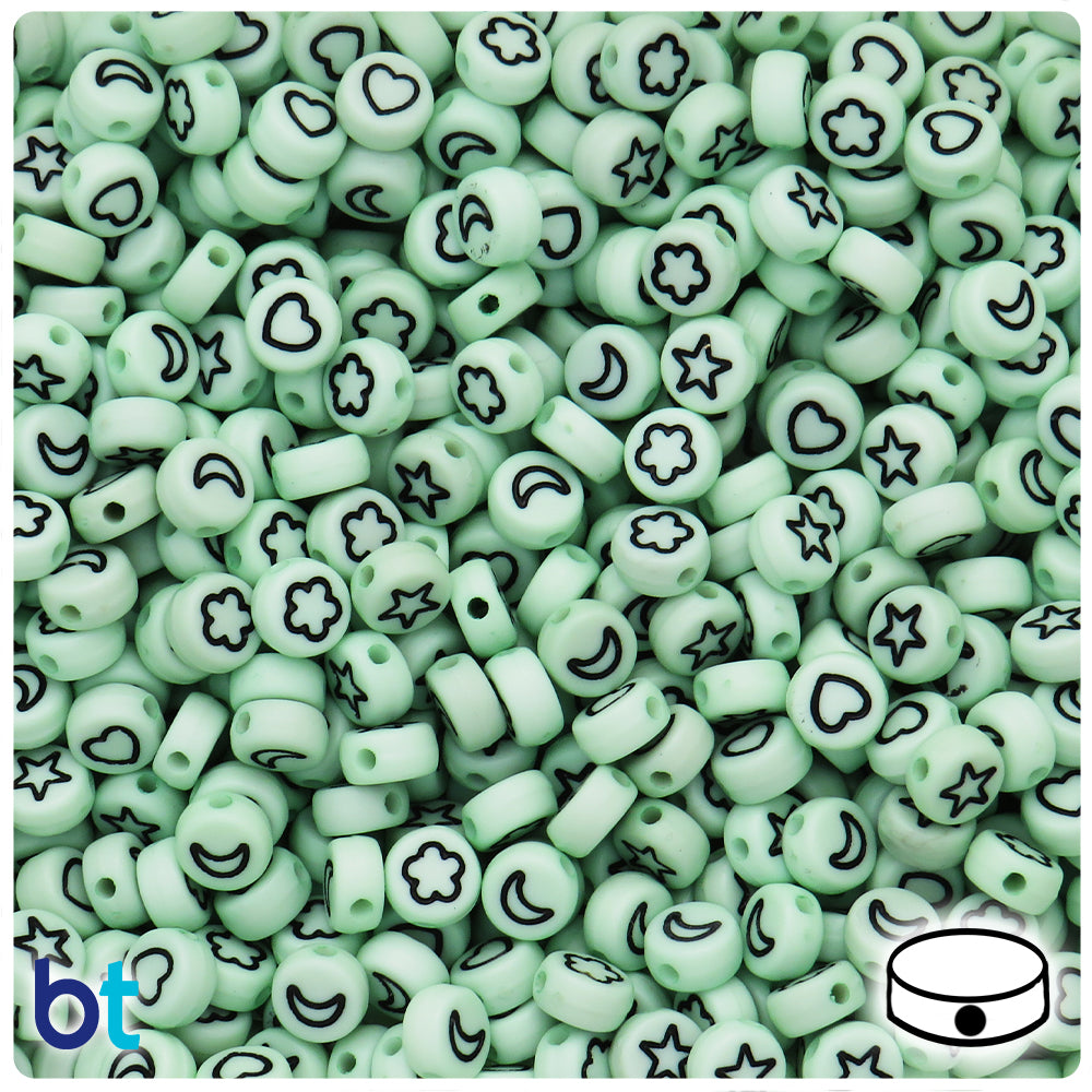 Green Opaque 7mm Coin Alpha Beads - Black Celestial (250pcs)