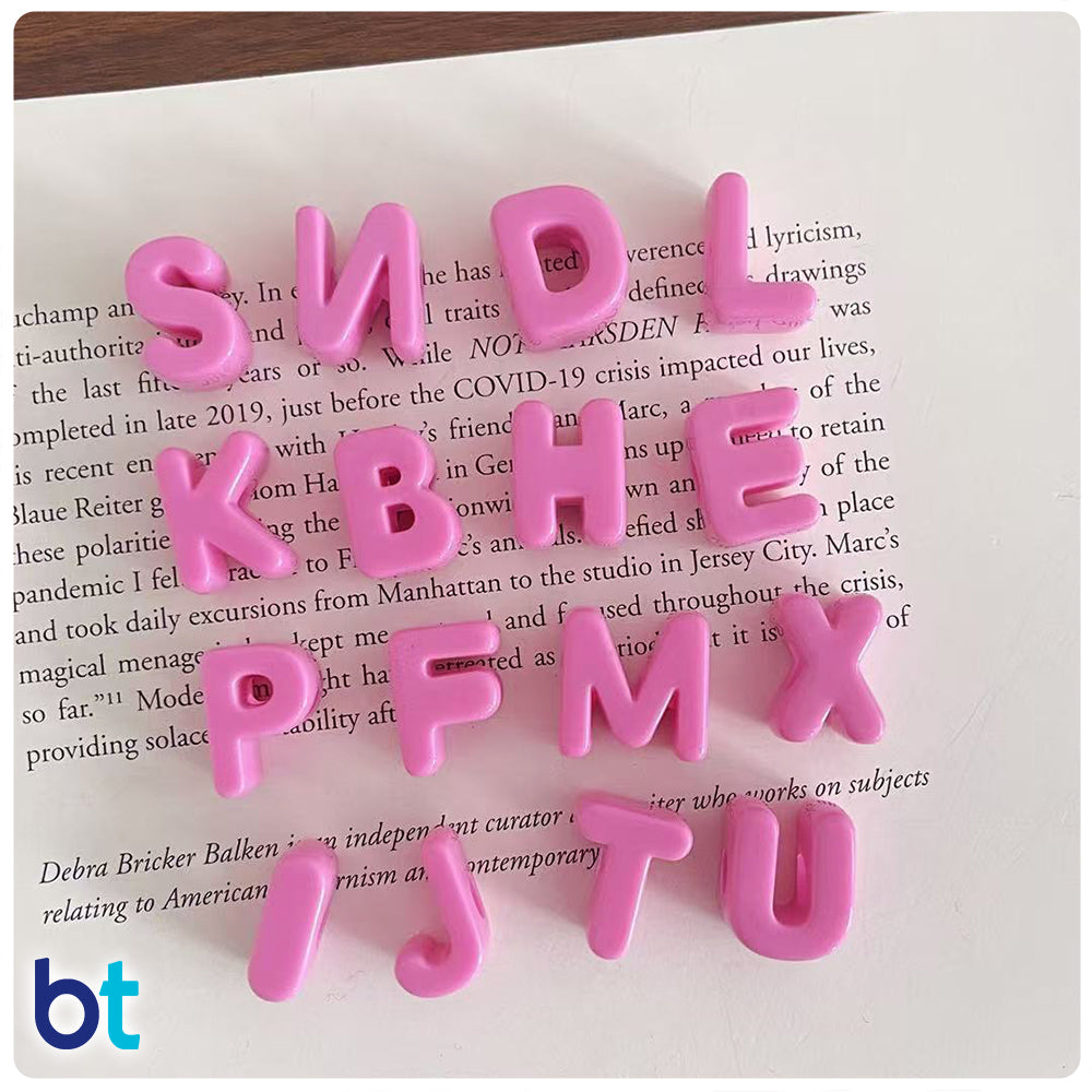 Pink Opaque Jumbo Alpha Beads - Mixed Letters (1lb)