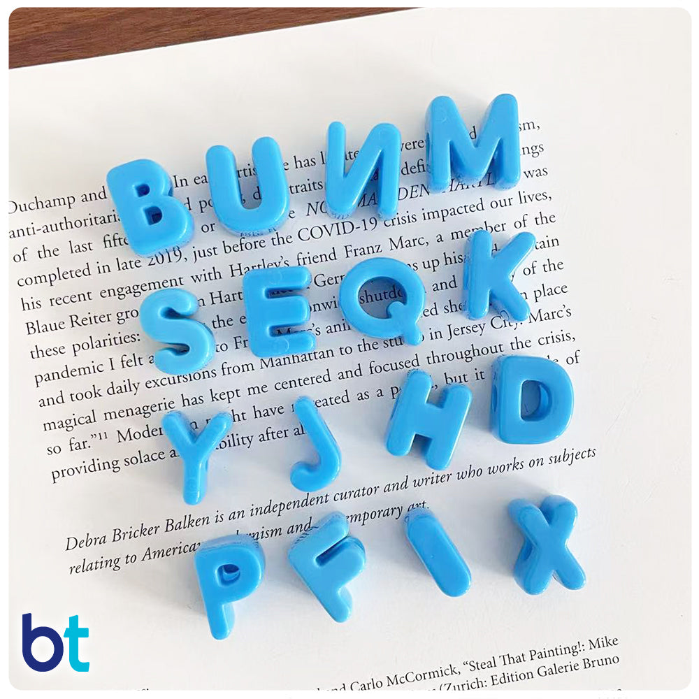 Blue Opaque Jumbo Alpha Beads - Mixed Letters (1lb)