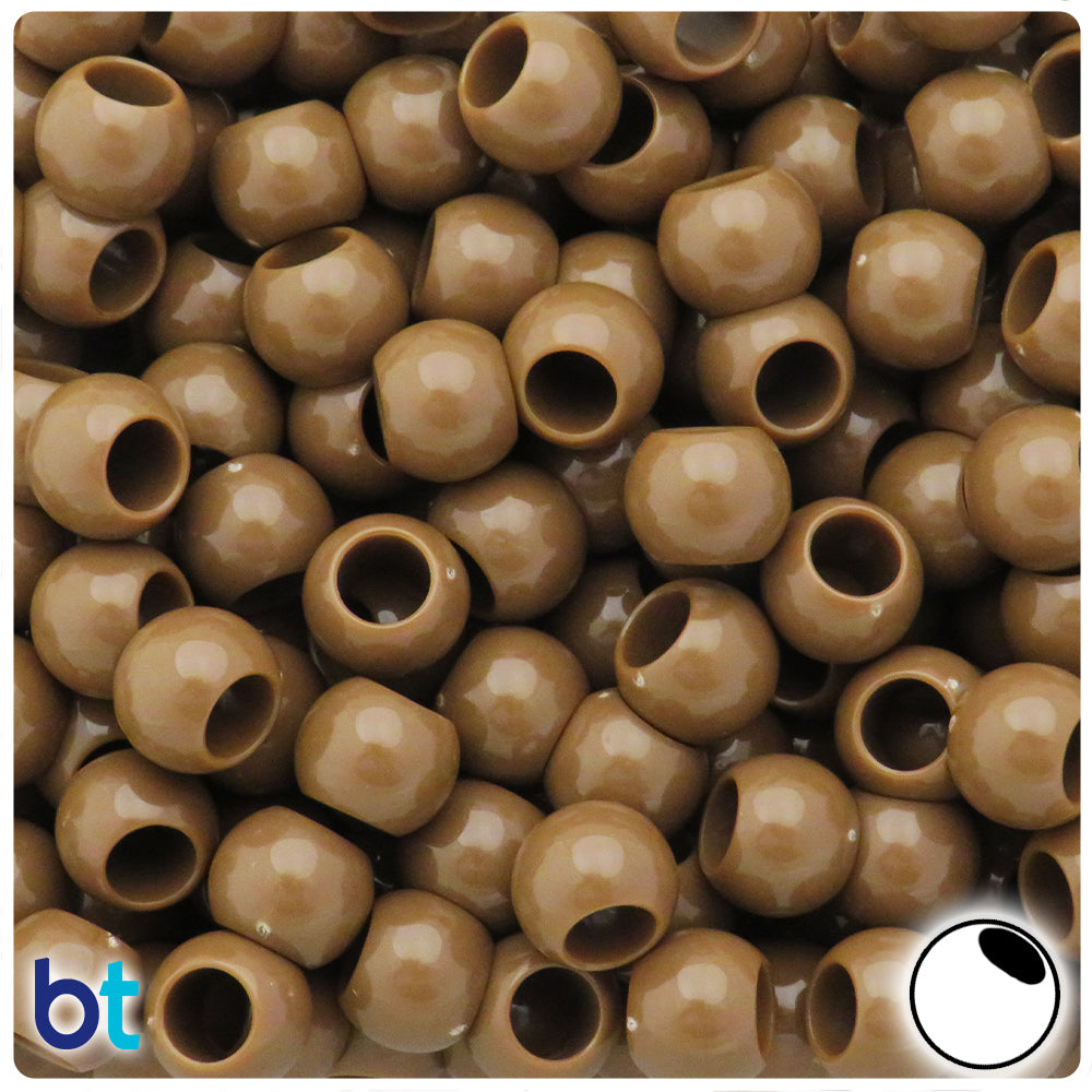 Brown Opaque 12mm Round Plastic Beads (100pcs)