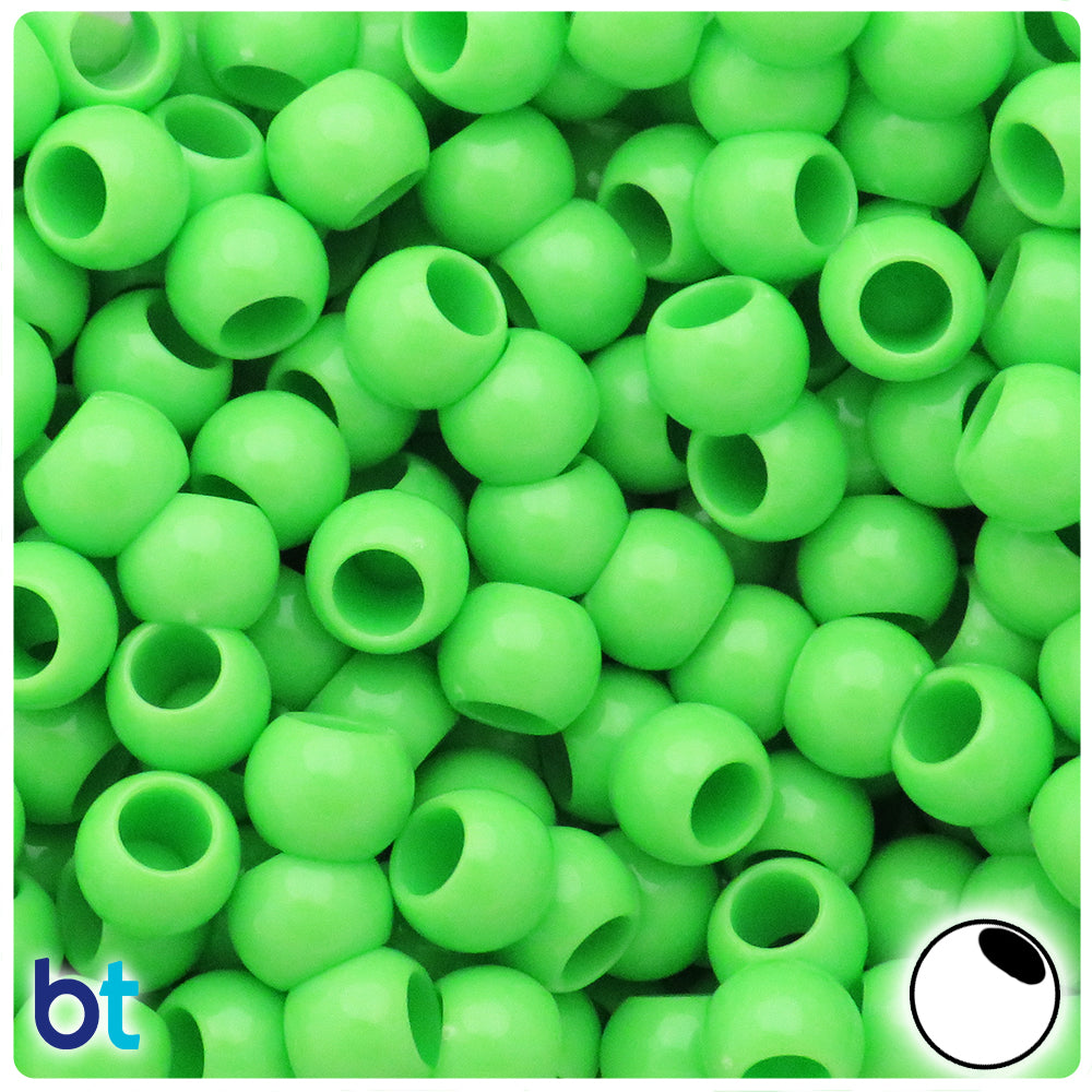 Light Green Opaque 12mm Round Plastic Beads (100pcs)