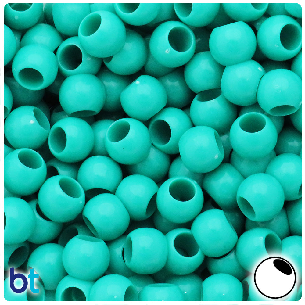 Turquoise Opaque 12mm Round Plastic Beads (100pcs)
