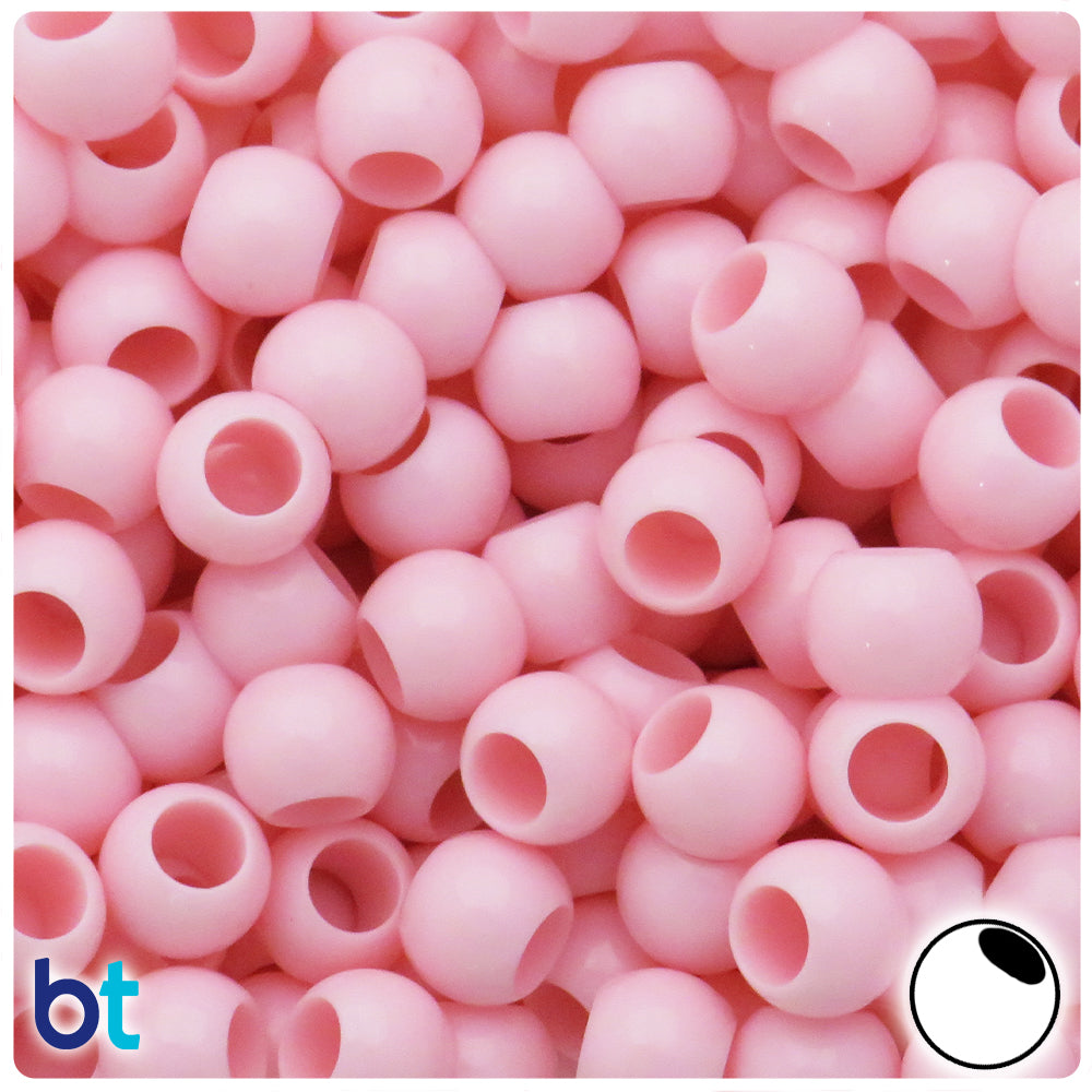 Light Pink Opaque 12mm Round Plastic Beads (100pcs)