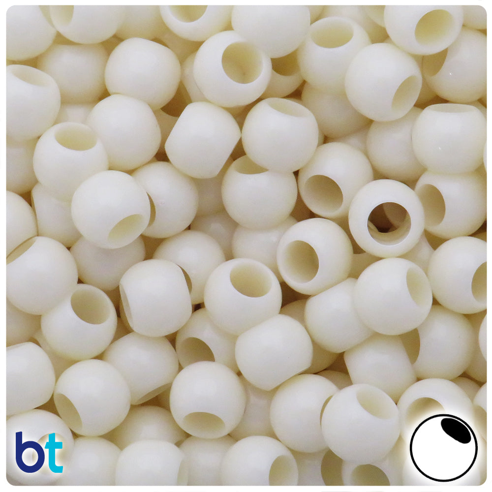 Light Ivory Opaque 12mm Round Plastic Beads (100pcs)