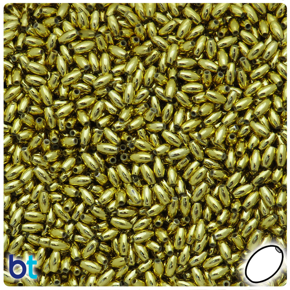 Gold Metallic 6mm Oval Plastic Beads (1000pcs)