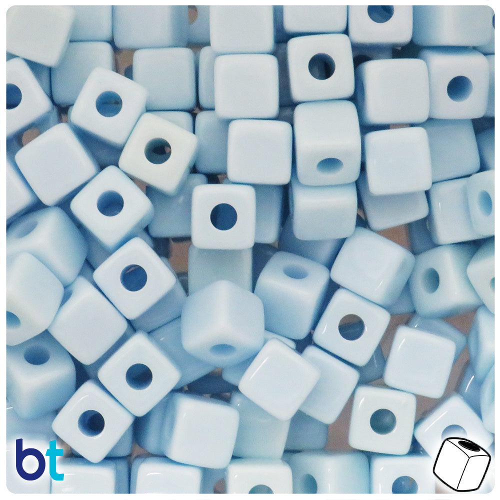 Blue Opaque 10mm Cube Plastic Beads (24pcs)