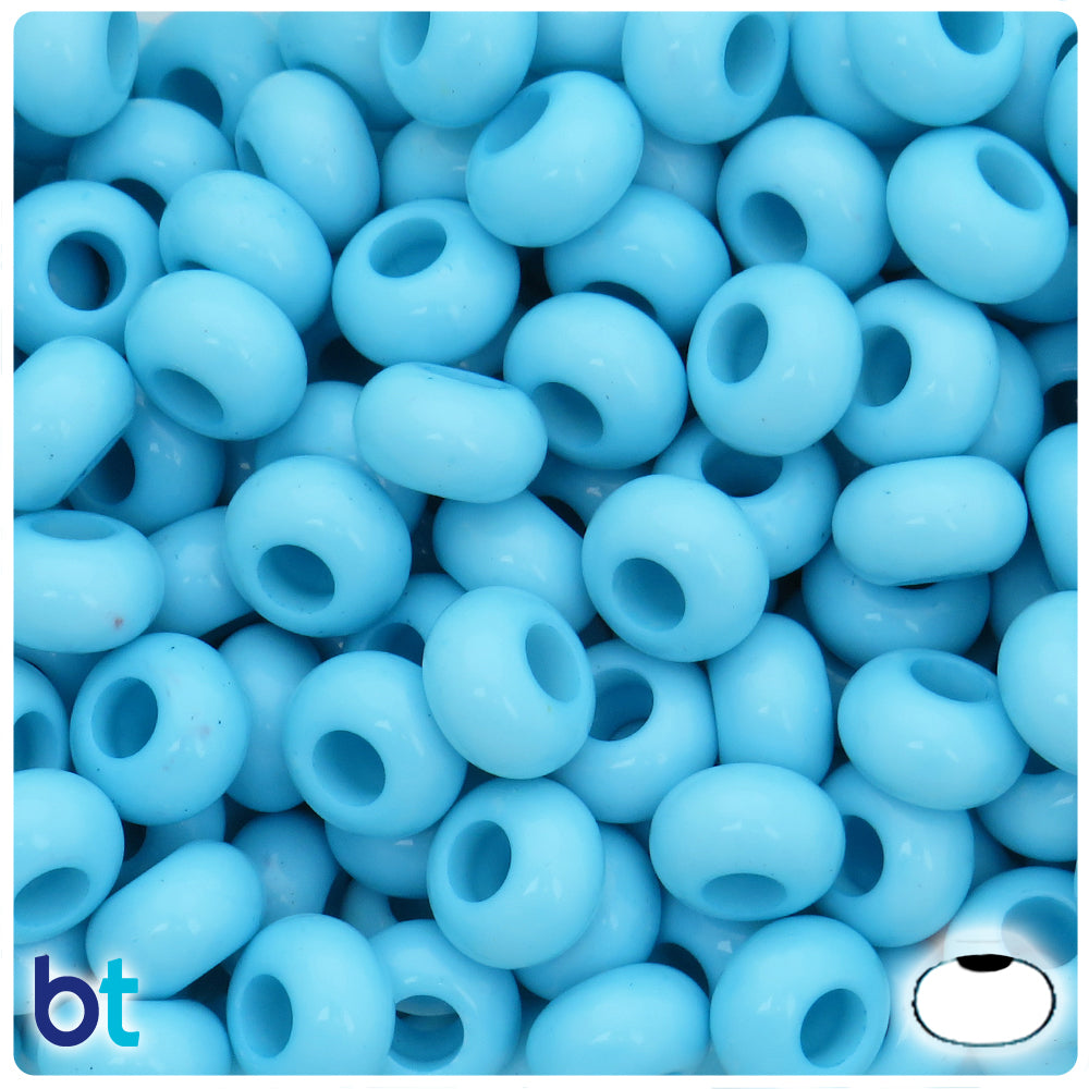 Light Blue Opaque 14mm Rondelle Plastic Beads (75pcs)
