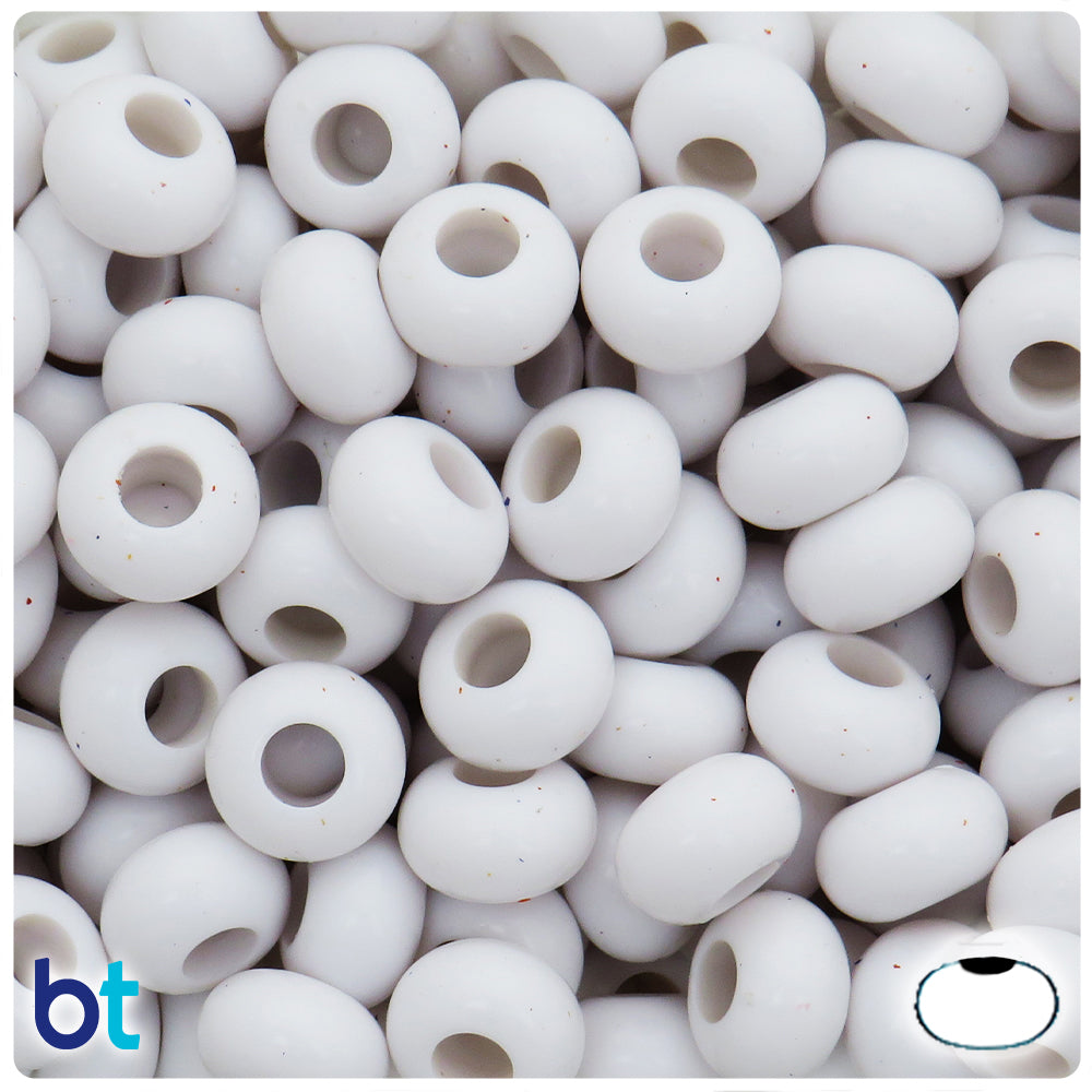 White Opaque 14mm Rondelle Plastic Beads (75pcs)