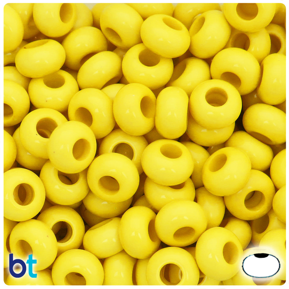 Yellow Opaque 14mm Rondelle Plastic Beads (75pcs)