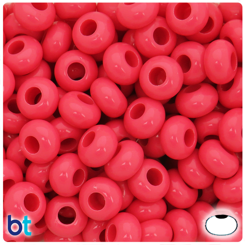 Dark Pink Opaque 14mm Rondelle Plastic Beads (75pcs)