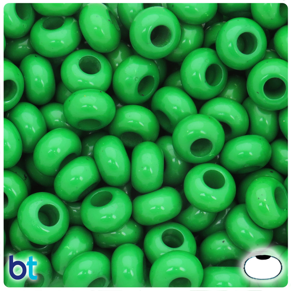 Dark Green Opaque 14mm Rondelle Plastic Beads (75pcs)