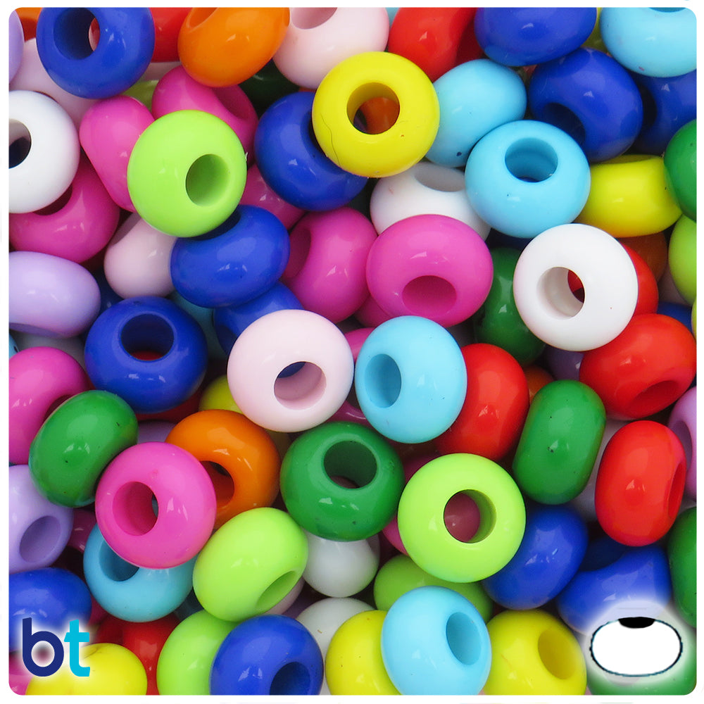 Mixed Opaque 14mm Rondelle Plastic Beads (75pcs)