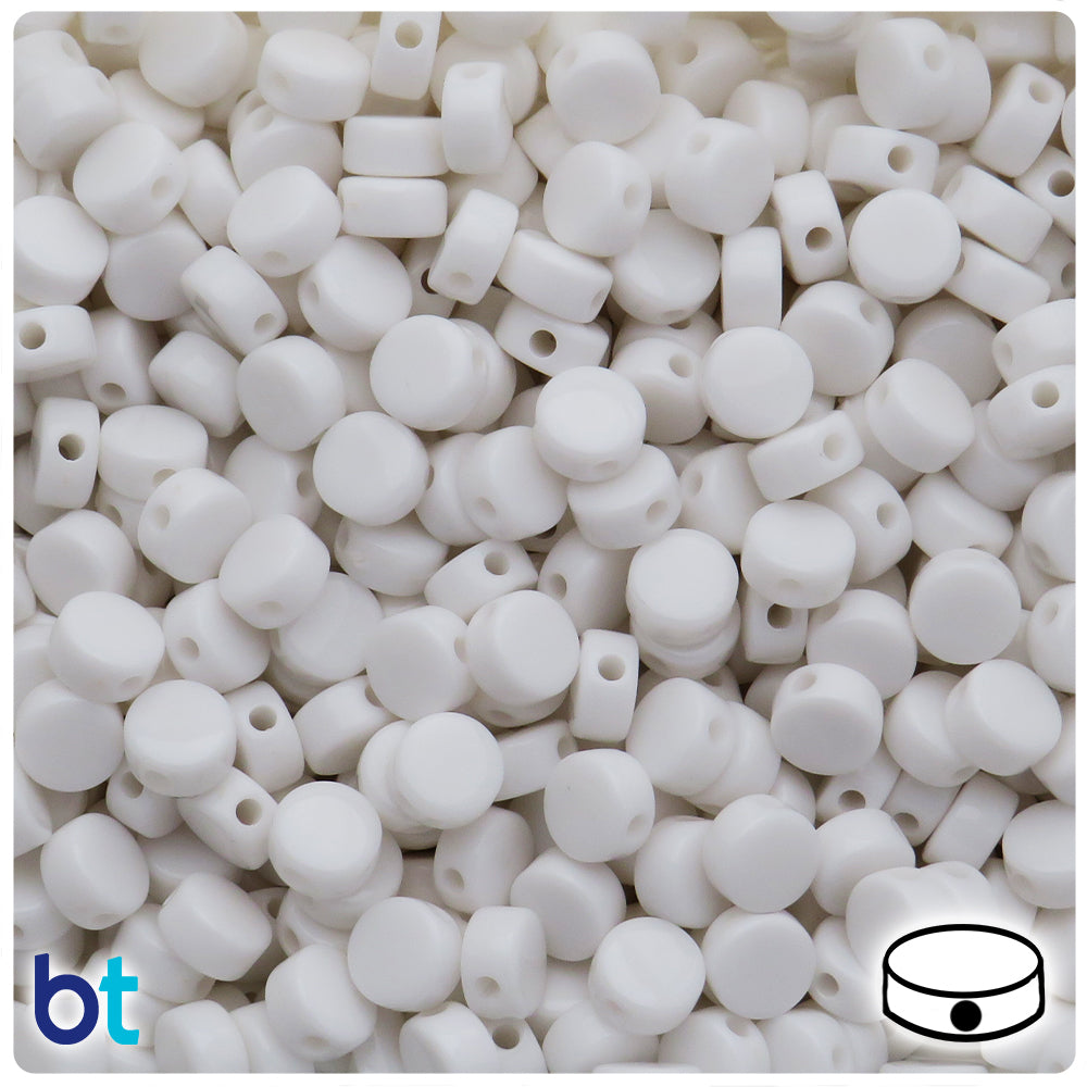 White Opaque 8mm Flat Round Plastic Beads (250pcs)