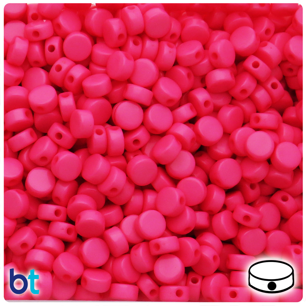 Pink Opaque 8mm Flat Round Plastic Beads (250pcs)