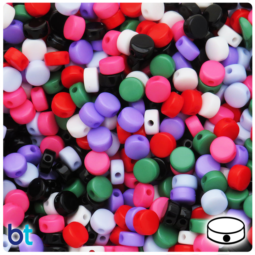 Mixed Opaque 8mm Flat Round Plastic Beads (250pcs)